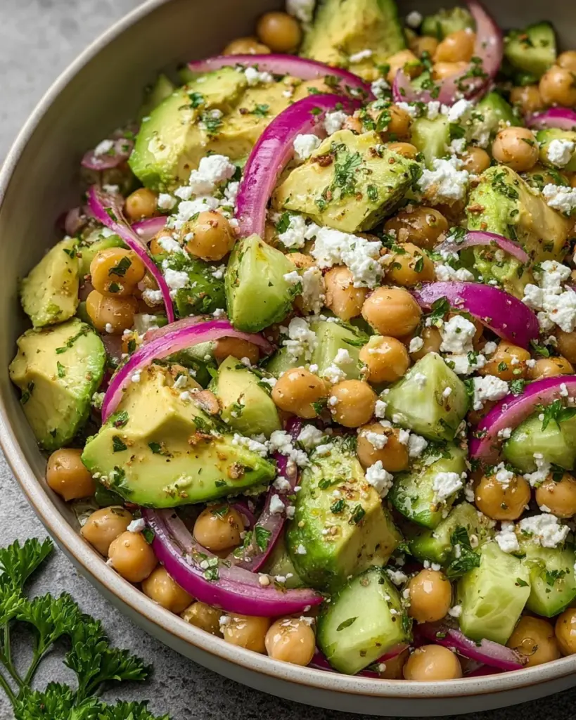 Chickpea Feta Avocado Salad